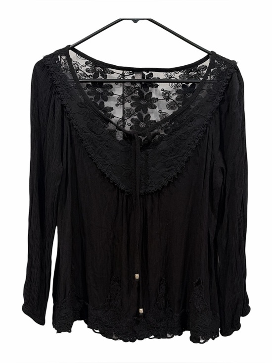 Lapis Tops - Lapis Black Floral Lace Top